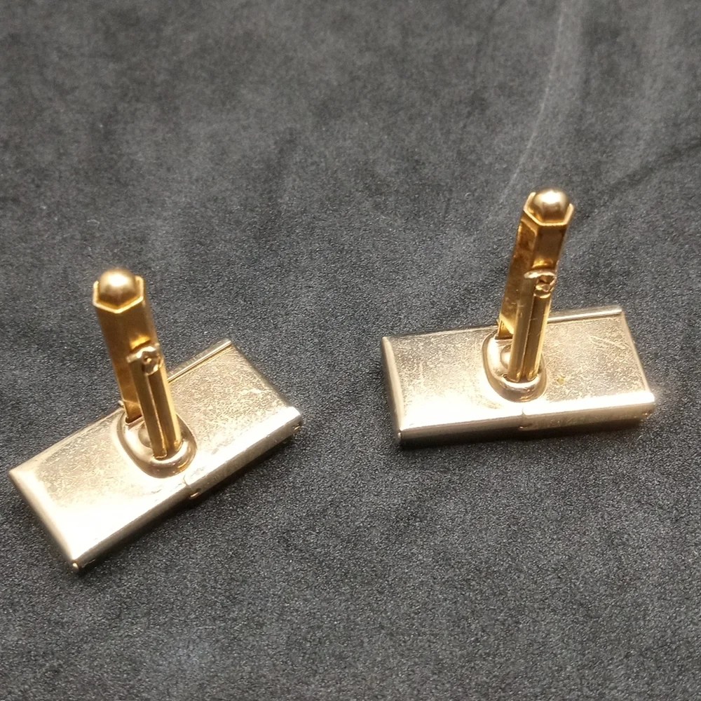 Vintage Cufflinks Green And Brown Adjustable Gold Tone By Kreisler Craft USA